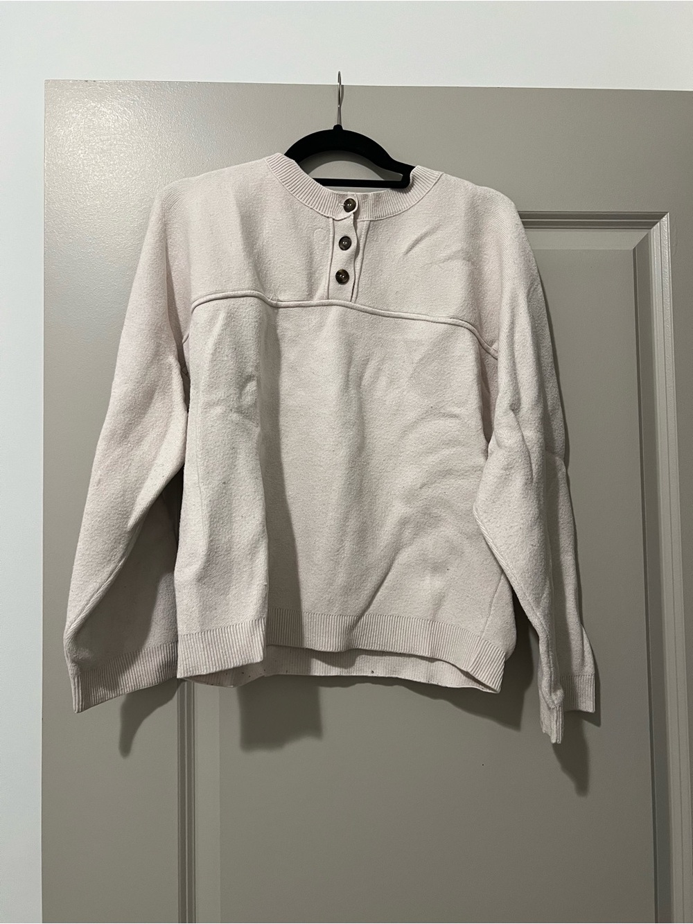 Zara Light Pink Henley Crewneck Sweater